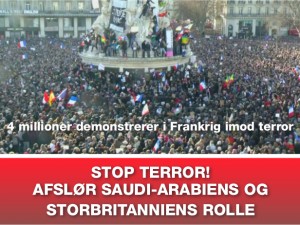 Nyhedsorientering, januar 2015: <br>STOP TERROR! AFSLØR SAUDI-ARABIENS <br>OG STORBRITANNIENS ROLLE