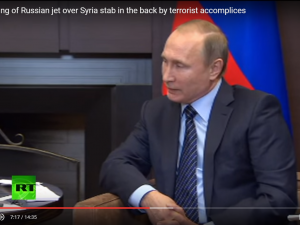 Præsident Putin langer hårdt ud efter Tyrkiet, USA og NATO <br>for at støtte ISIS ved at nedskyde det russiske fly