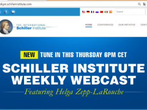 OBS! <br>Schiller Instituttet annoncerer ugentlig <br>international webcast med <br>Helga Zepp-LaRouche på engelsk, <br>for at udbrede den Nye Silkevejsånd