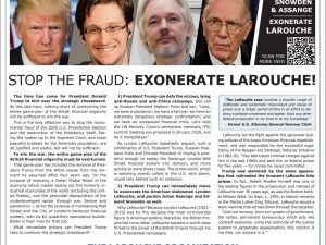 Stop bedraget: Giv oprejsning til LaRouche. <br> LaRouche-organisationens annonce i Washington Times den 6. januar